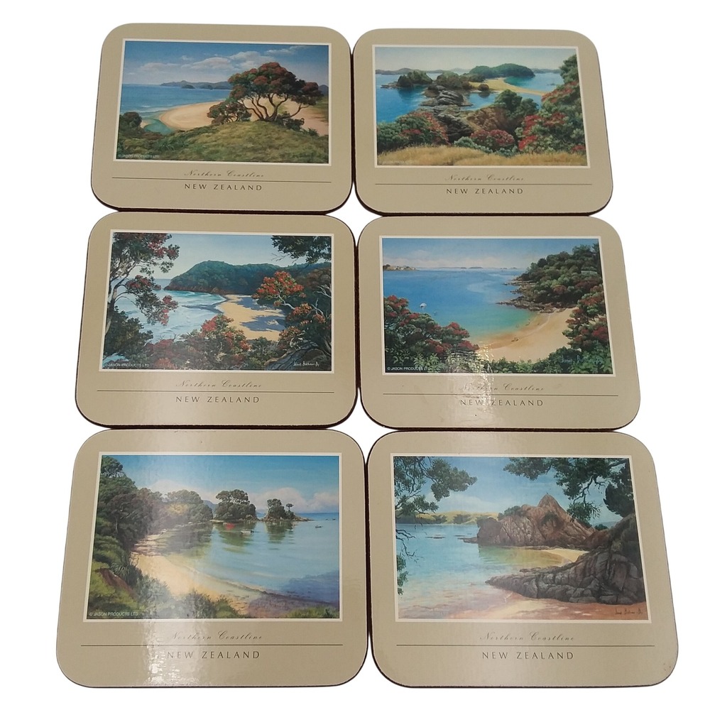 Jason Coasters Northern Coastline‎ New Zealand Cork Back Drink Coasters Set of 6